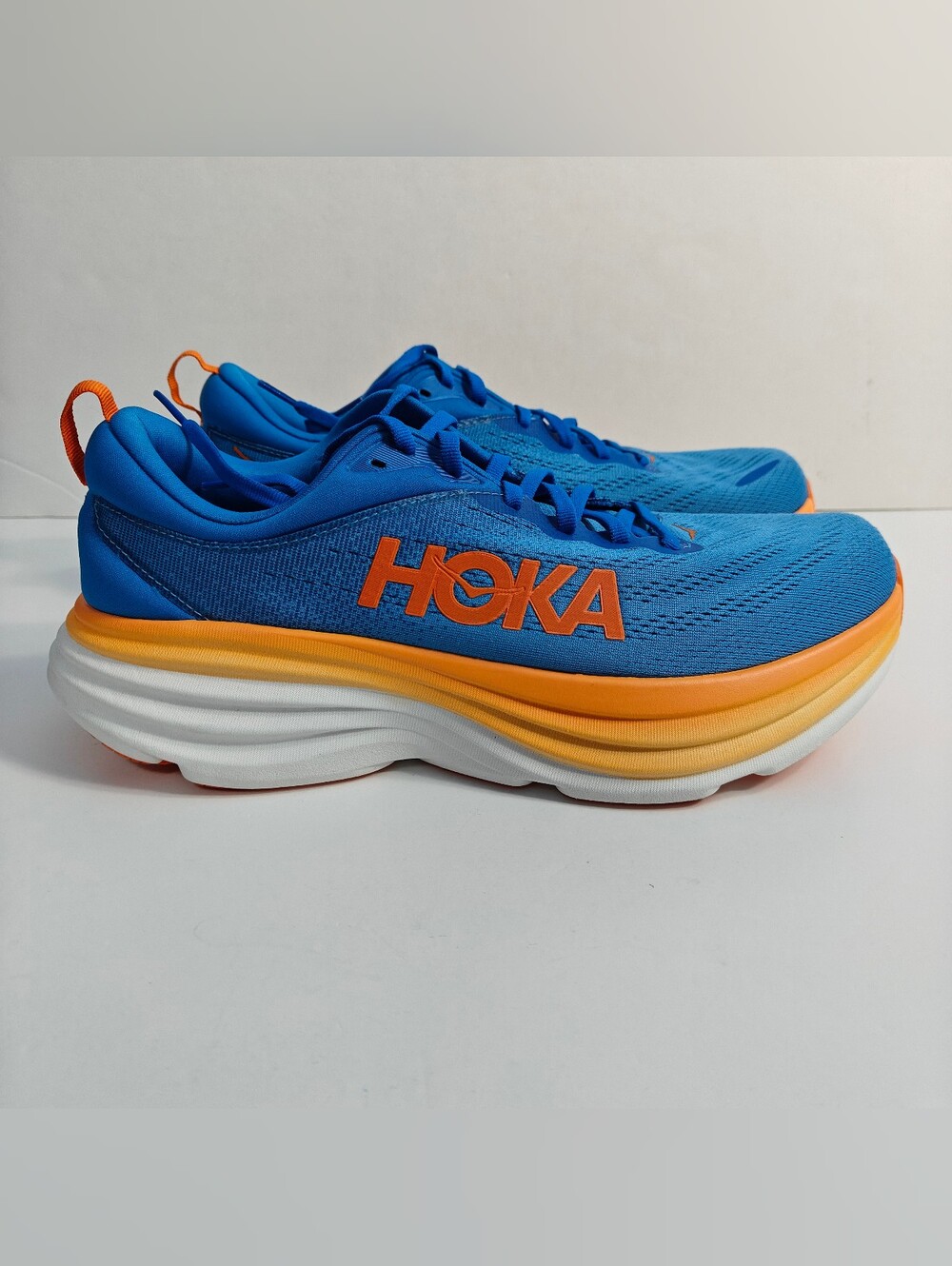 Hoka One One Size 10.5 Men Bondi 8 Blue Orange Shoes 1123202-CSVO